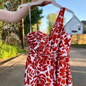 Formal one shoulder, burnt orange and cream, sz 6